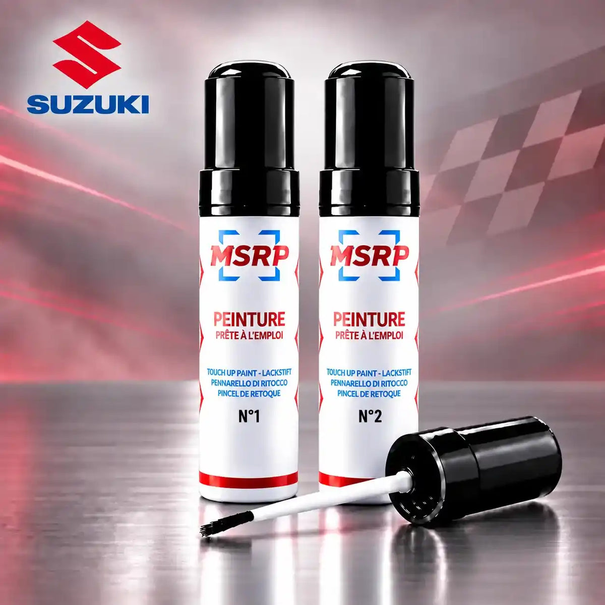Stylos de retouche peinture double couche MSRP pour moto Suzuki YUH Brilliant White