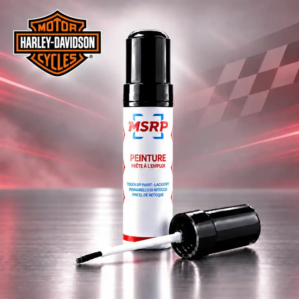 Stylo retouche peinture MSRP pour moto Harley-Davidson EKR Bright Silver / Barracuda Silver